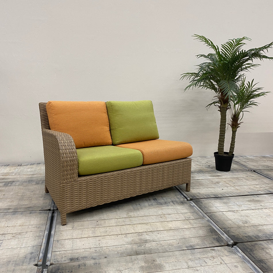 Rattan Sofa 2 Sitzer L Dunkel Orange Grün Outdoor Couch