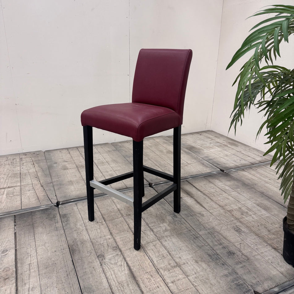 Barhocker Barstuhl Bordeaux Rot Kunstleder Fußstütze Gebraucht