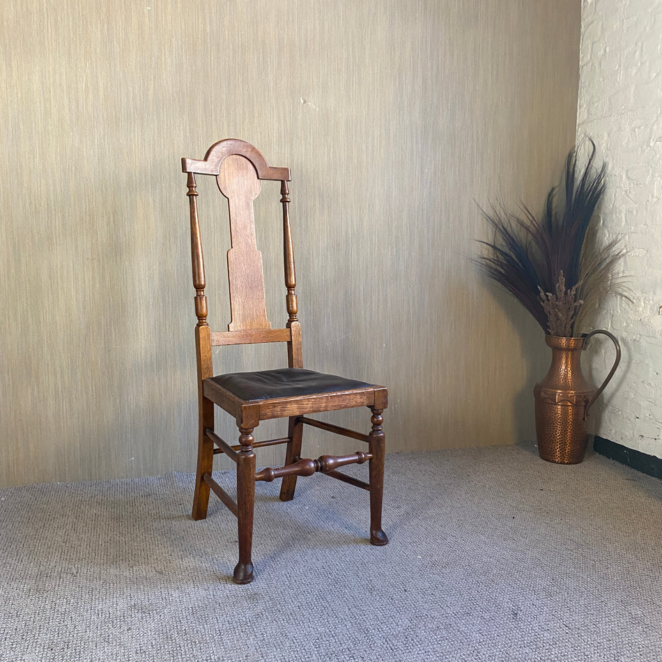 Stuhl antik Eiche Holz 1900 Leder Polster
