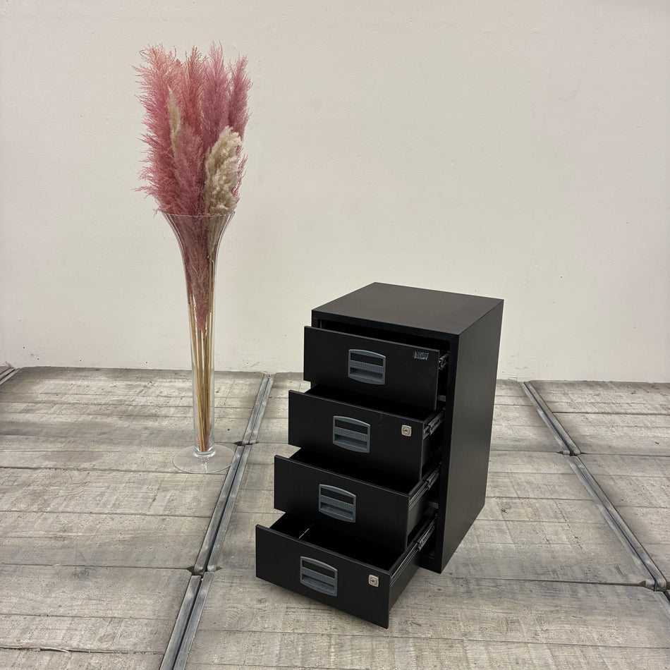Schubladenschrank Bürocontainer Büroschrank Metall 4 Schubladen Schwarz Schrank Gebraucht