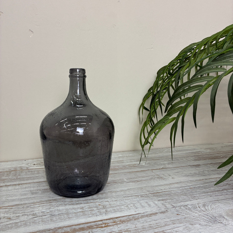 Vase Grau Glas Recyclet Vintage Deko Flasche Vase 30cm