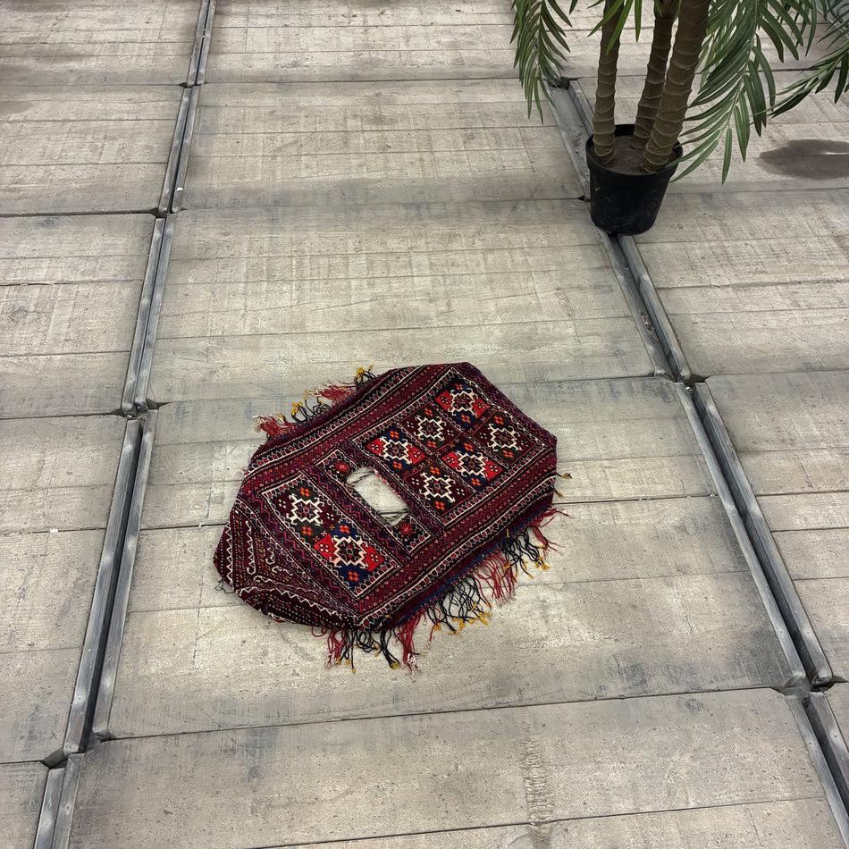 Orient Kelim 50x72cm Wandbehang Nomadentasche Satteltasche Quasten Teppich Gebraucht