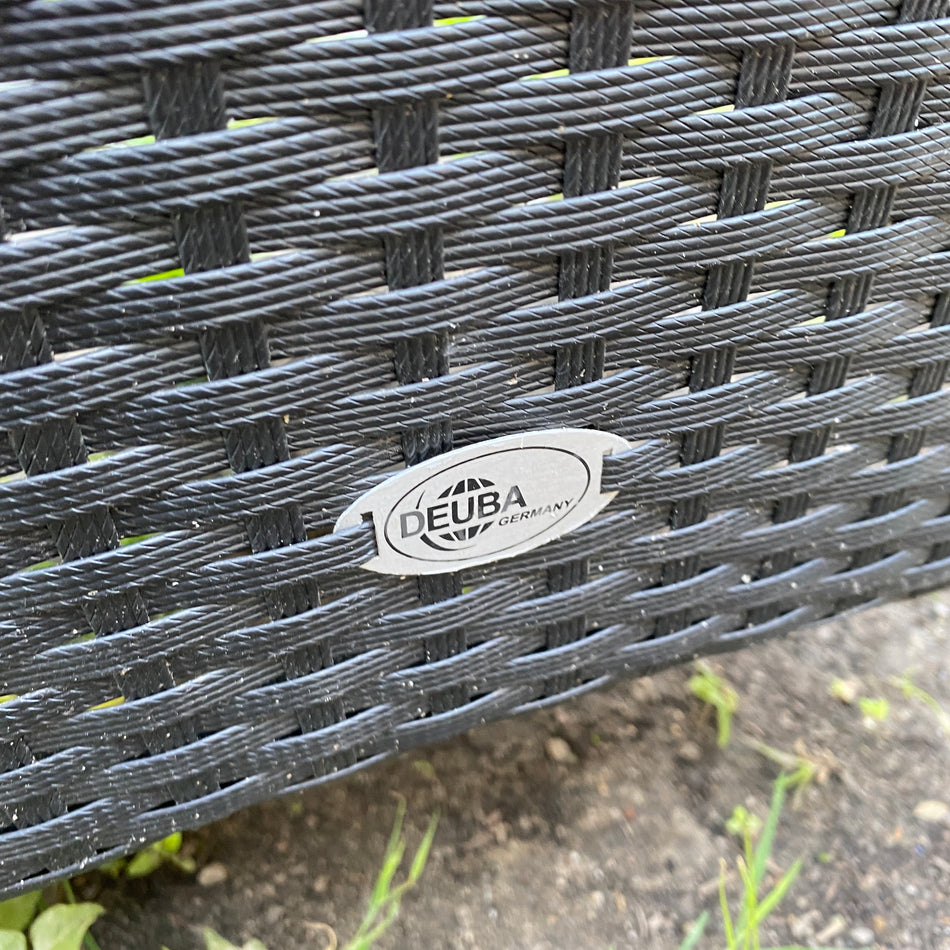 Outdoor Rattan Tisch gebraucht dunkelgrau Glas Couchtisch