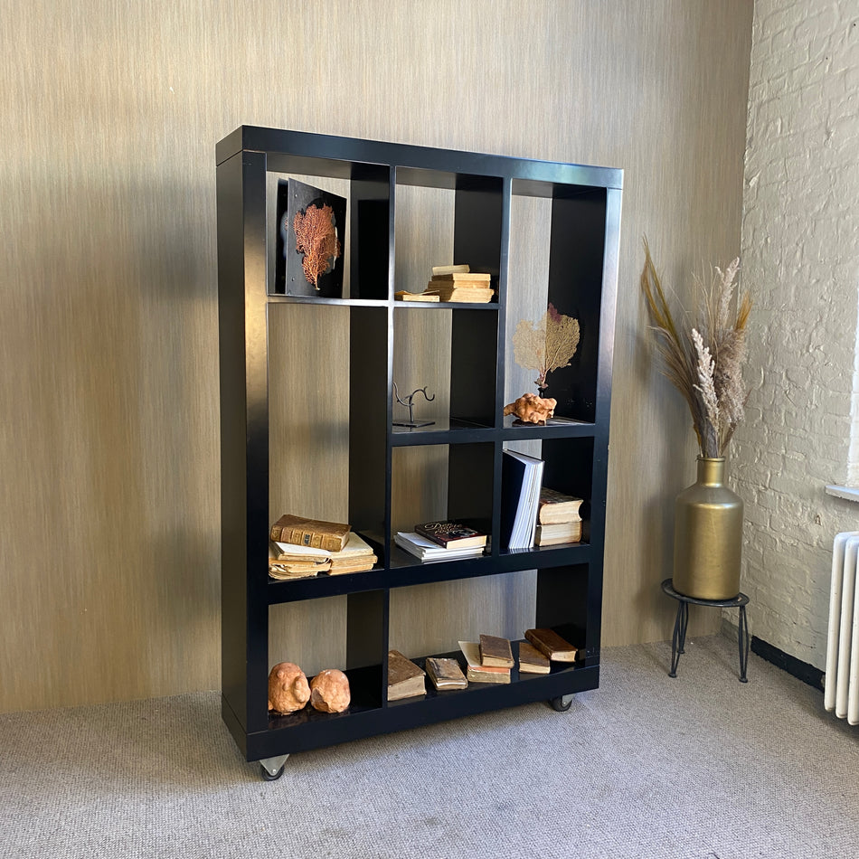 Regal gebraucht schwarz Holz 9 Fächer rollbar 180cm