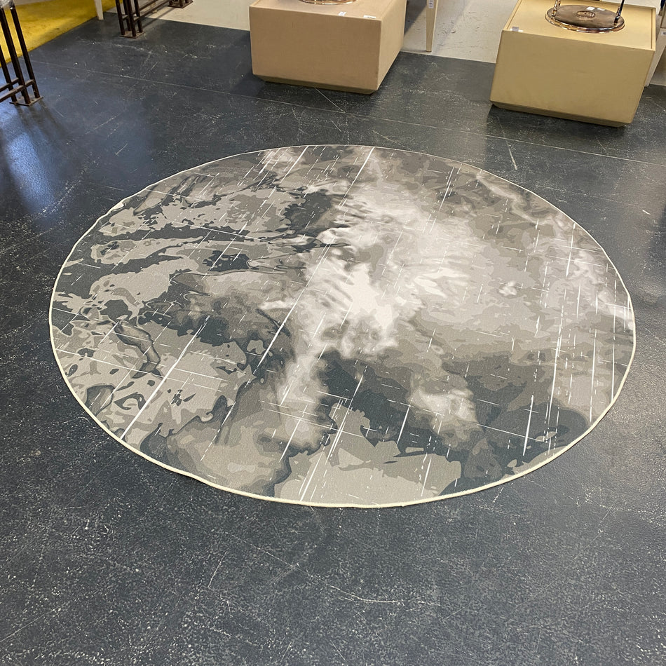 Teppich neu grau rund Niederflor abstrakt geflammt 200cm