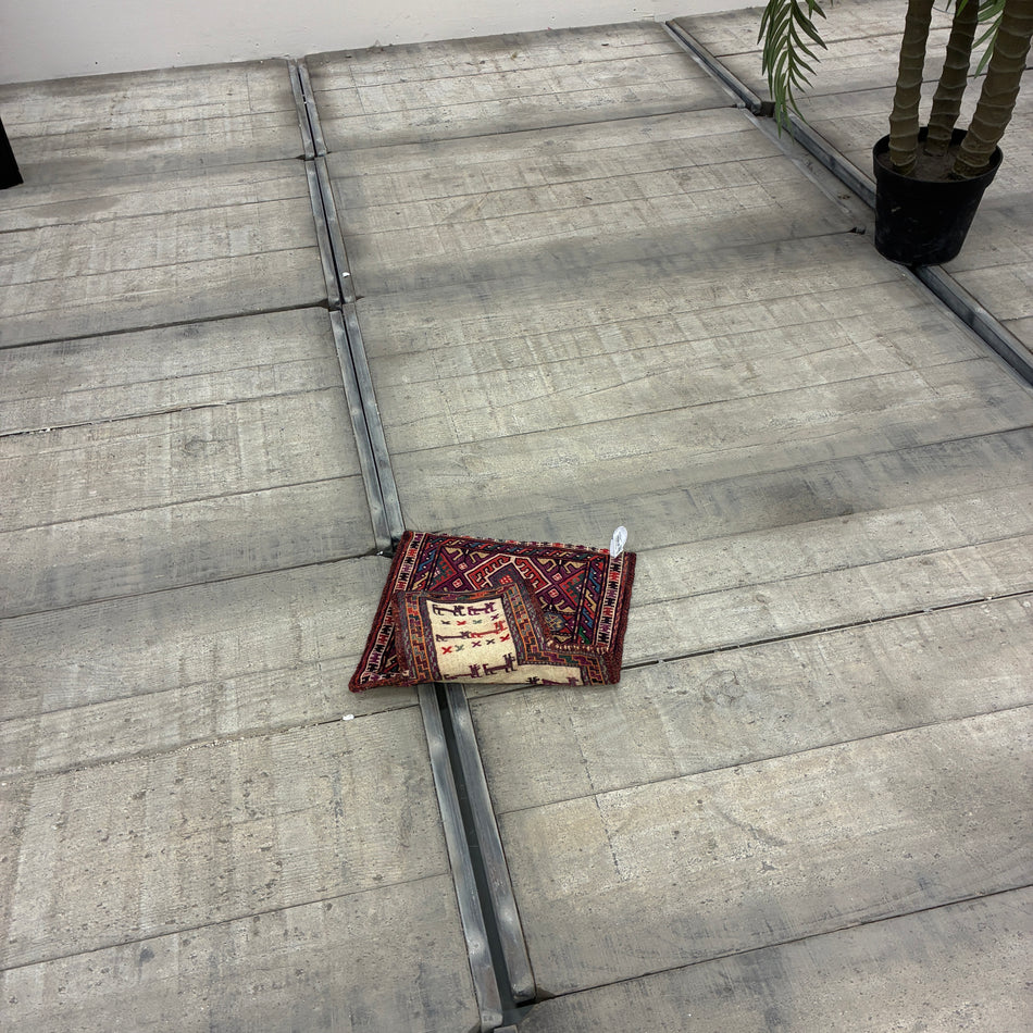 Orient Kelim 37x50cm Wandbehang Nomadentasche Satteltasche Bestickt Teppich Gebraucht