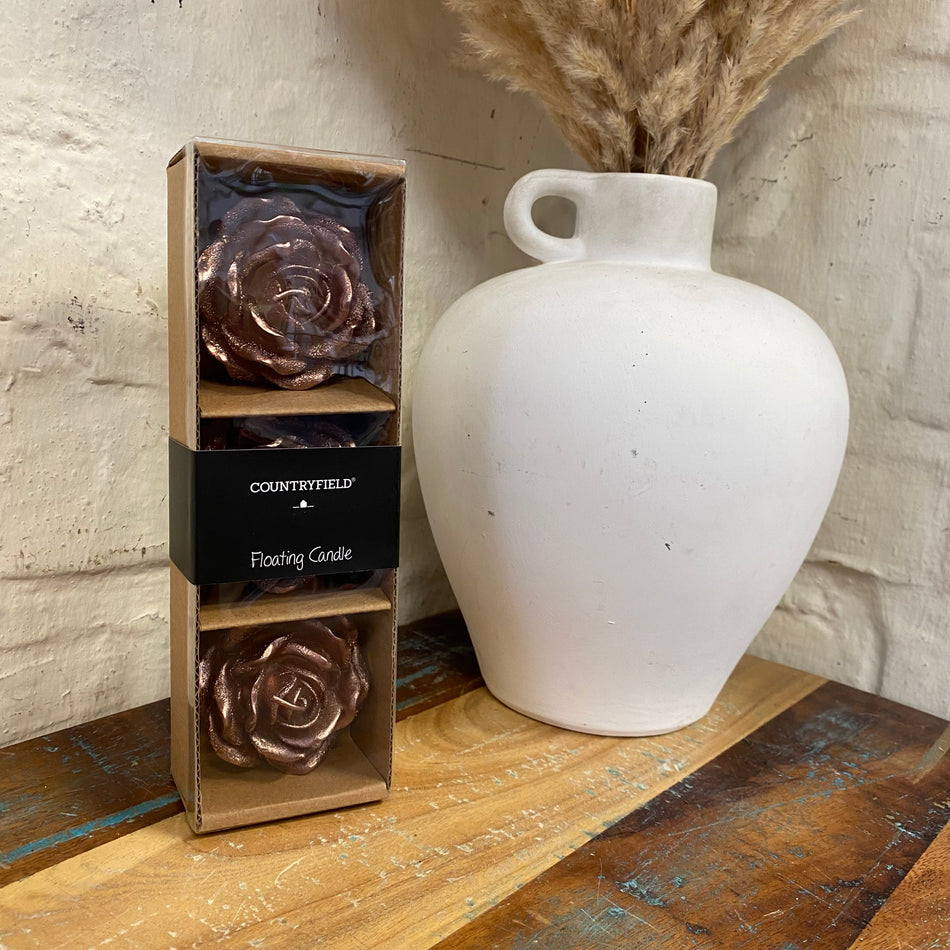 Countryfield Schwimmkerze kupfern Rose 3er Set Kerze