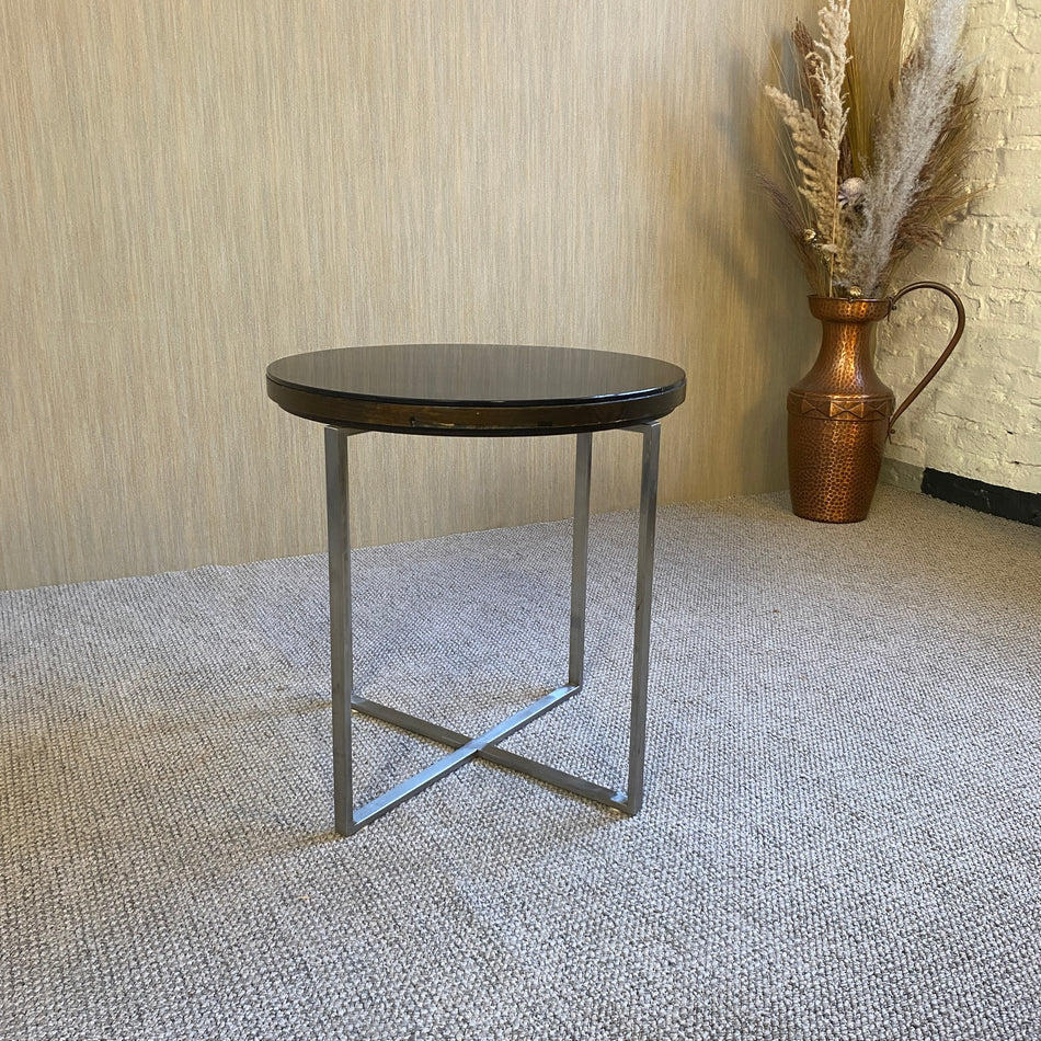 Beistelltisch gebraucht schwarz Glas Holz Tisch 50cm
