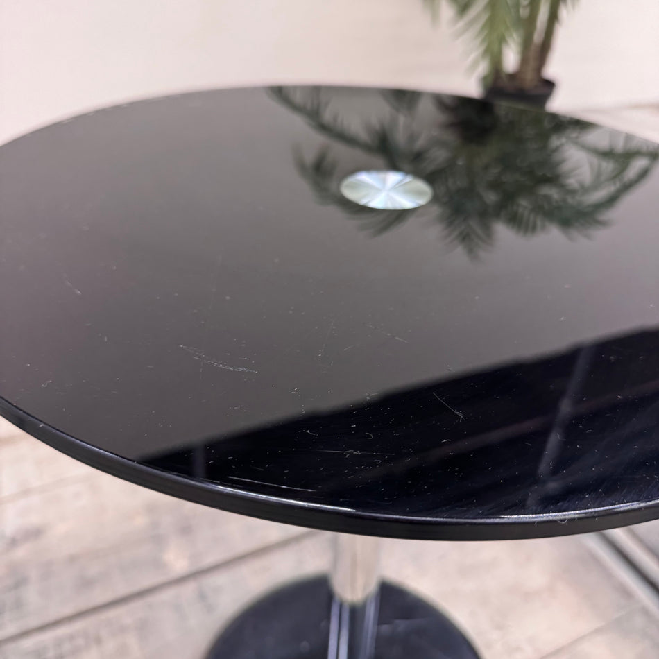 Beistelltisch Rund Schwarz Glas Chrom 40cm Design Tisch Gebraucht
