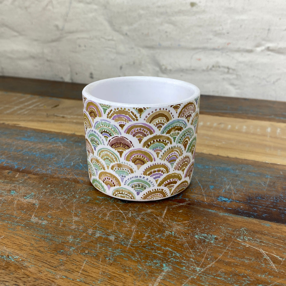 Blumentopf bunt Keramik gemustert 8cm Übertopf klein Deko