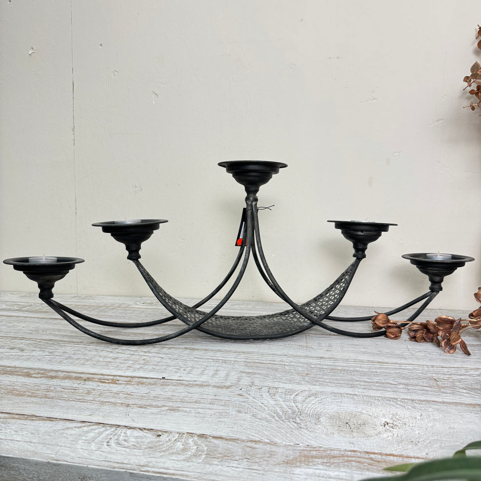 PTMD Zicca Kerzenleuchter Kerzenhalter 5-armig Metall Schwarz Vintage Deko