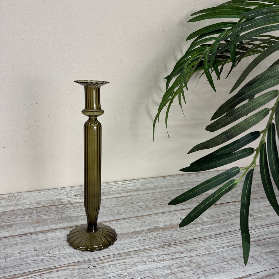 Kerzenständer beige Glas Ständer Deko Kerzenhalter 29cm
