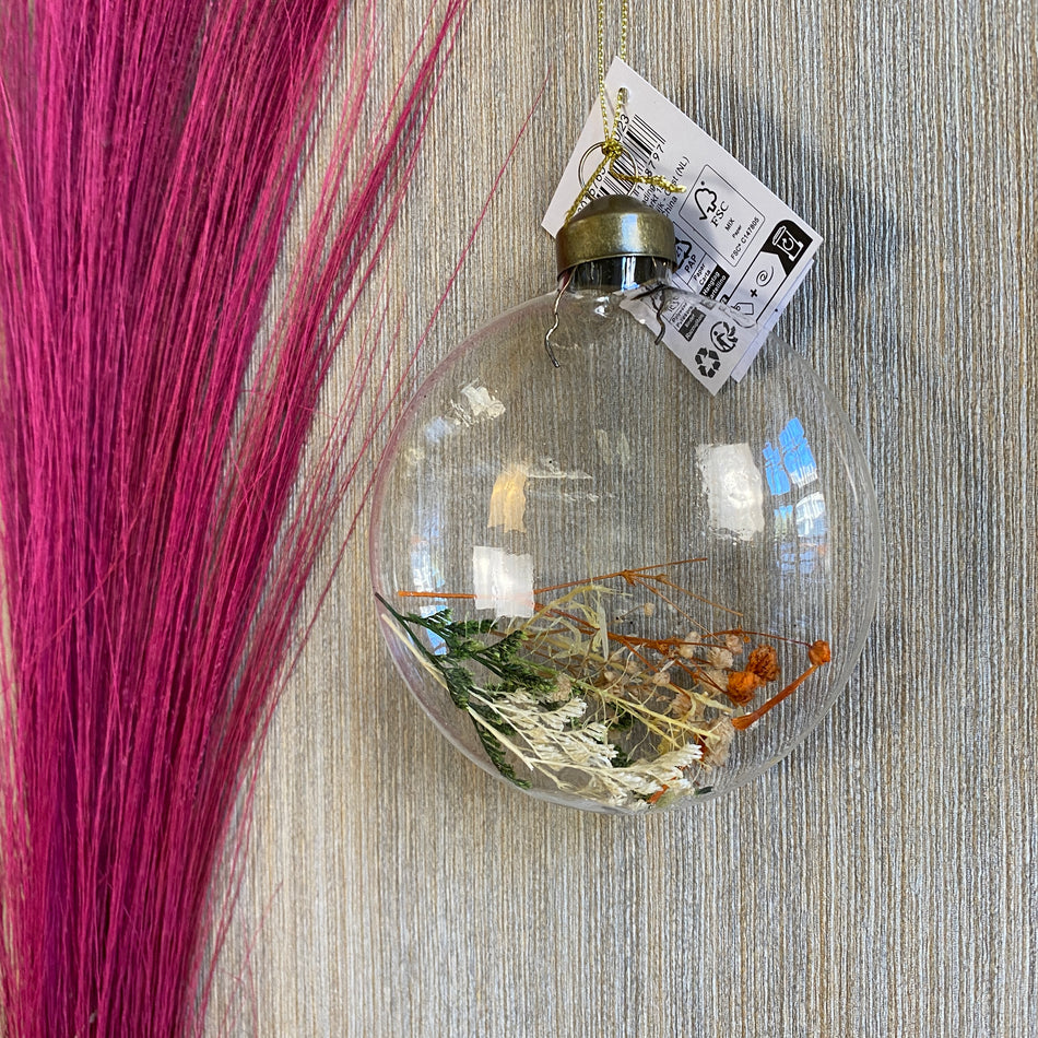 Deko Anhänger bunt Glas Trockenblumen Typ B