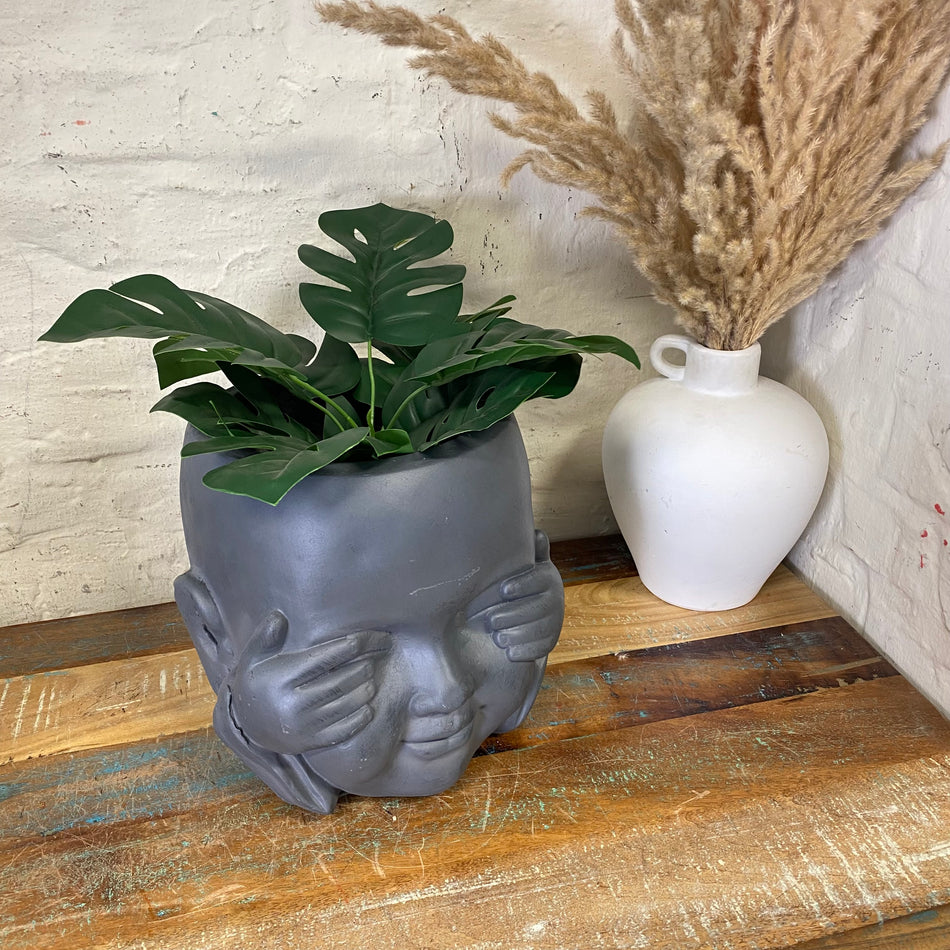 Blumentopf "nichts sehen" anthrazit Kunststoff 24cm