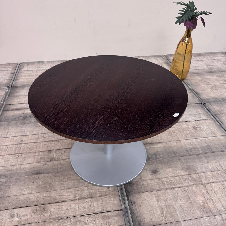 Runder OKA Bürotisch Dunkelbraun Holz Büro Tisch 110cm gebraucht