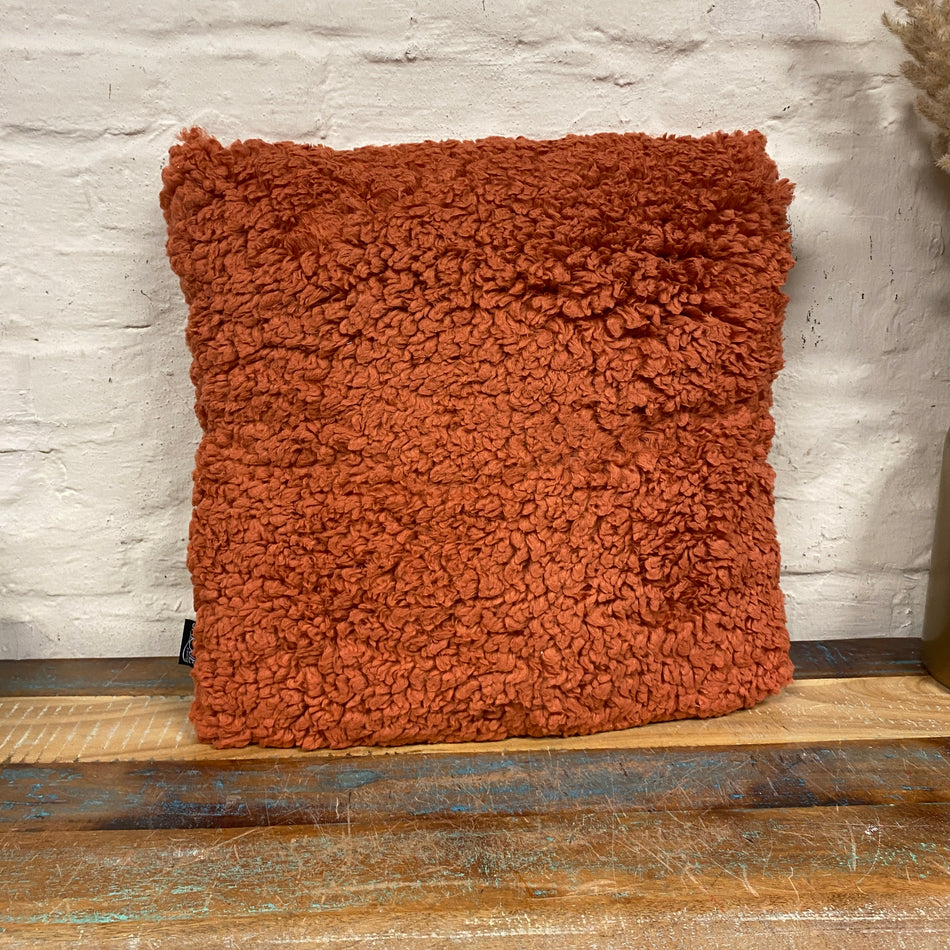Unique Living Kjeld Zierkissen orange terrakotta Teddyfell Dekokissen 45x45