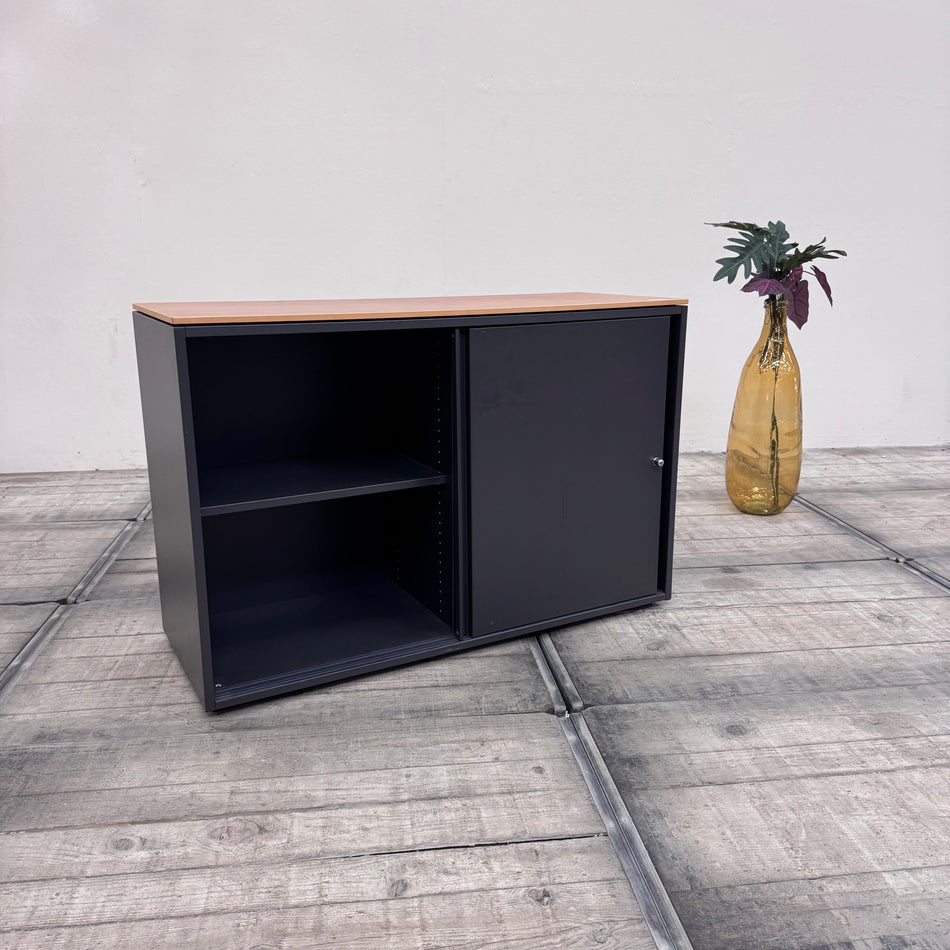 Planmöbel Sideboard 120cm 2OH Anthrazit Holz Büro Schrank gebraucht