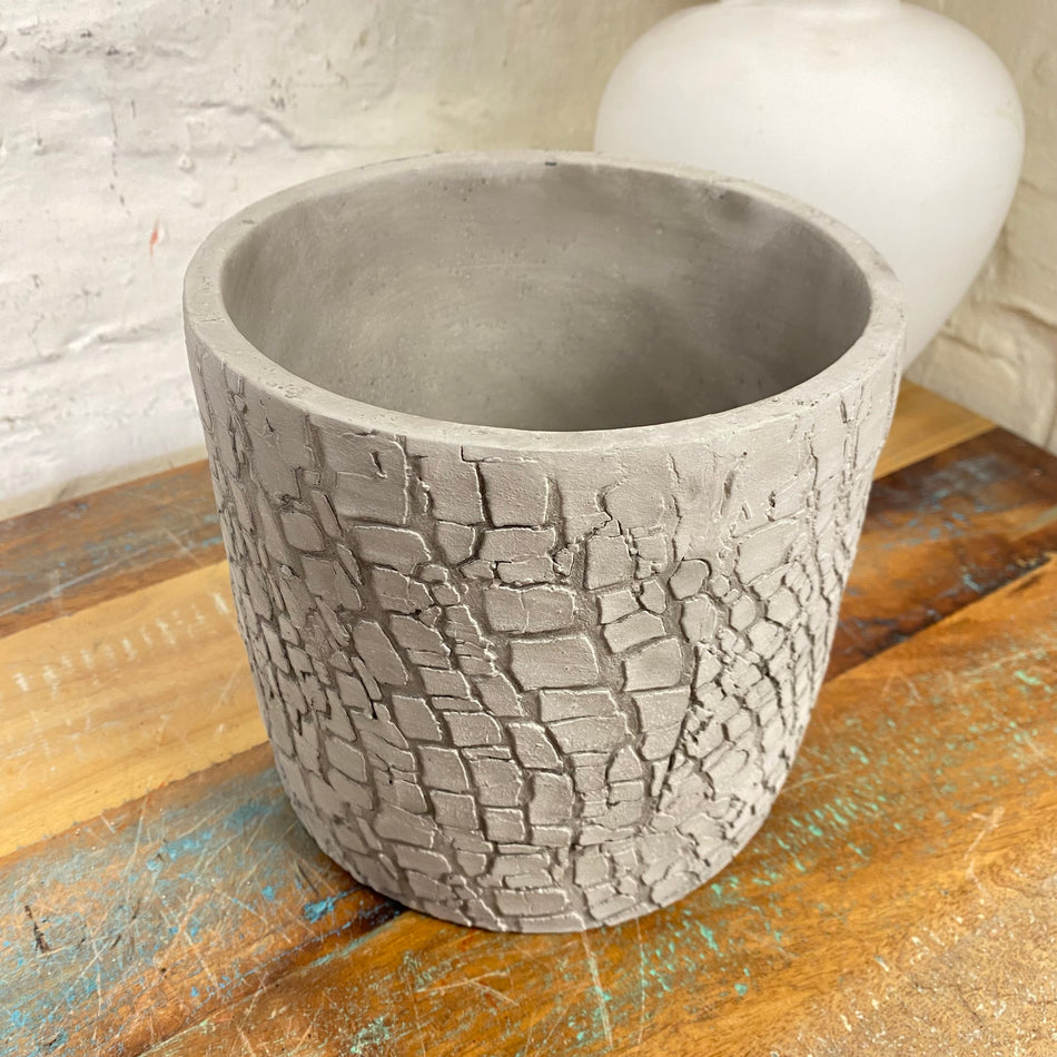 Arica Blumentopf Zylinder grau Zement 18cm
