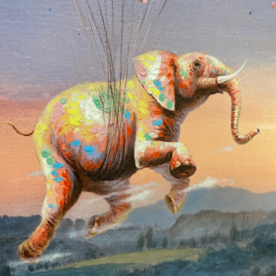 Kare Design Bild Bunt Leinwand Wandbild Elefant Neuware
