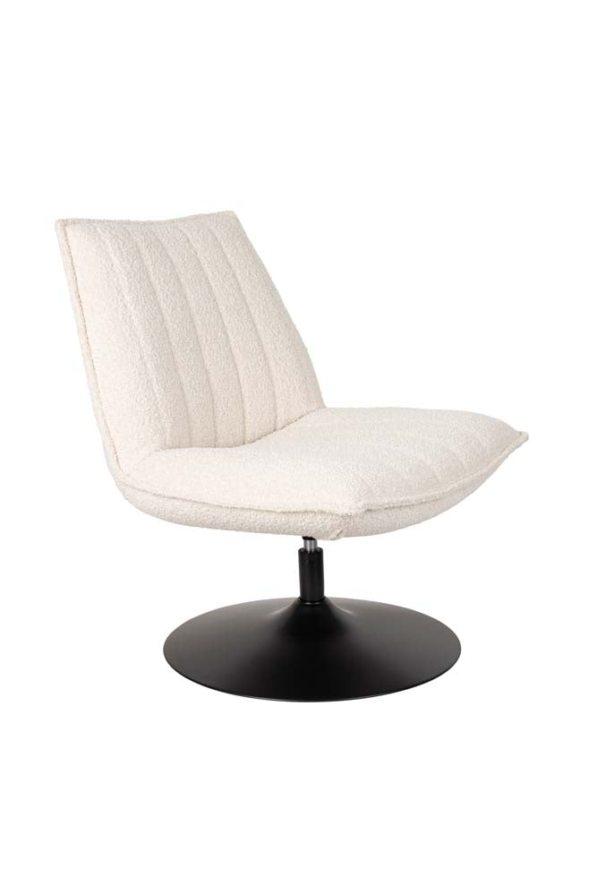 Loungesessel JAX Weiß / Bouclé Stoff Sessel Design