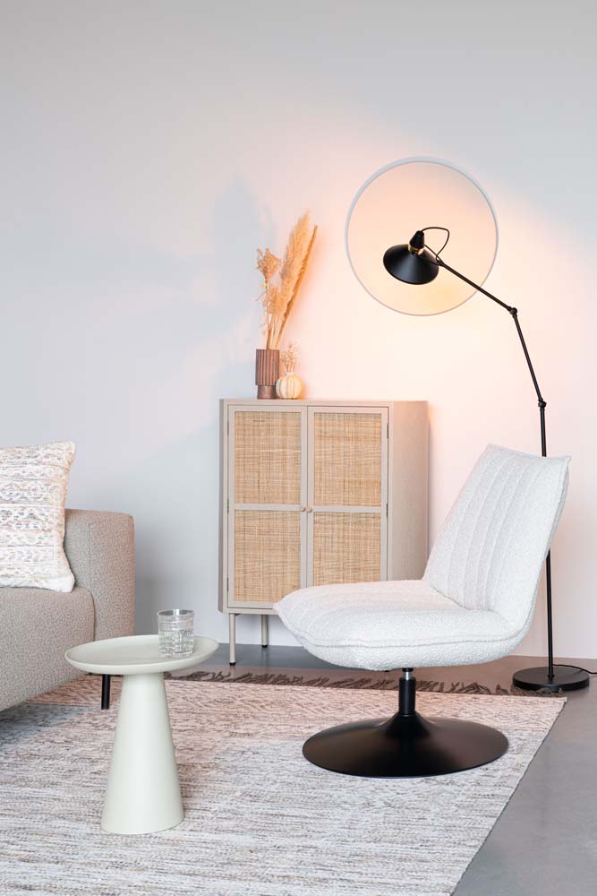 Loungesessel JAX Weiß / Bouclé Stoff Sessel Design