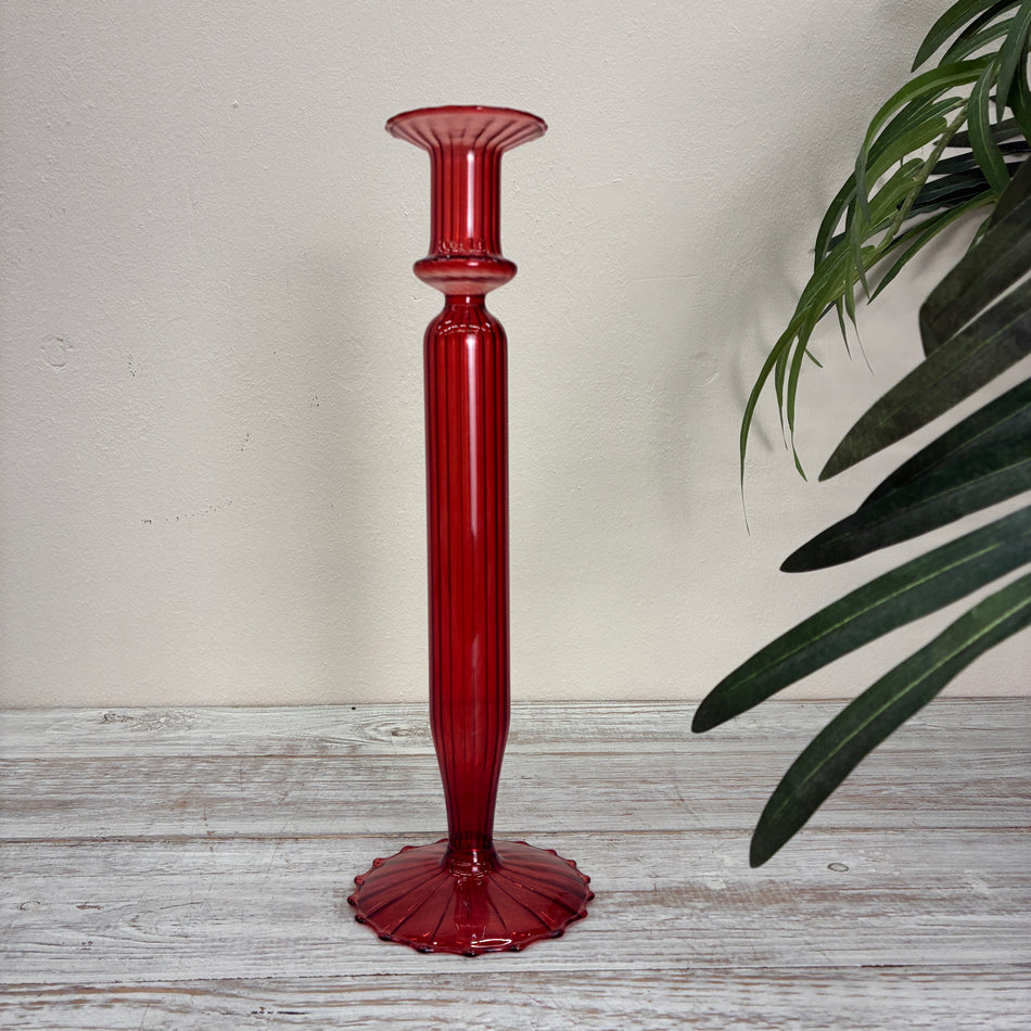 Kerzenständer rot Glas Ständer Deko Kerzenhalter 29cm