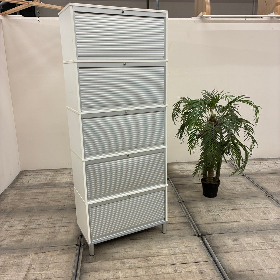 IKEA Effektiv Aktenschrank 5 Fächer Rollladenschrank Weiß Silber Schrank Gebraucht