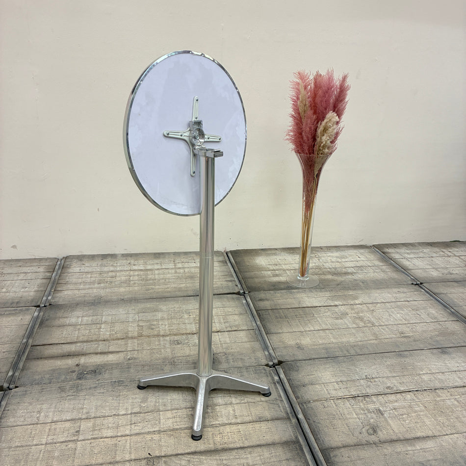 Bistrotisch Klappbar Rund Silber Aluminium Pfauenaugen-Muster Säulenfuß Tisch Gebraucht