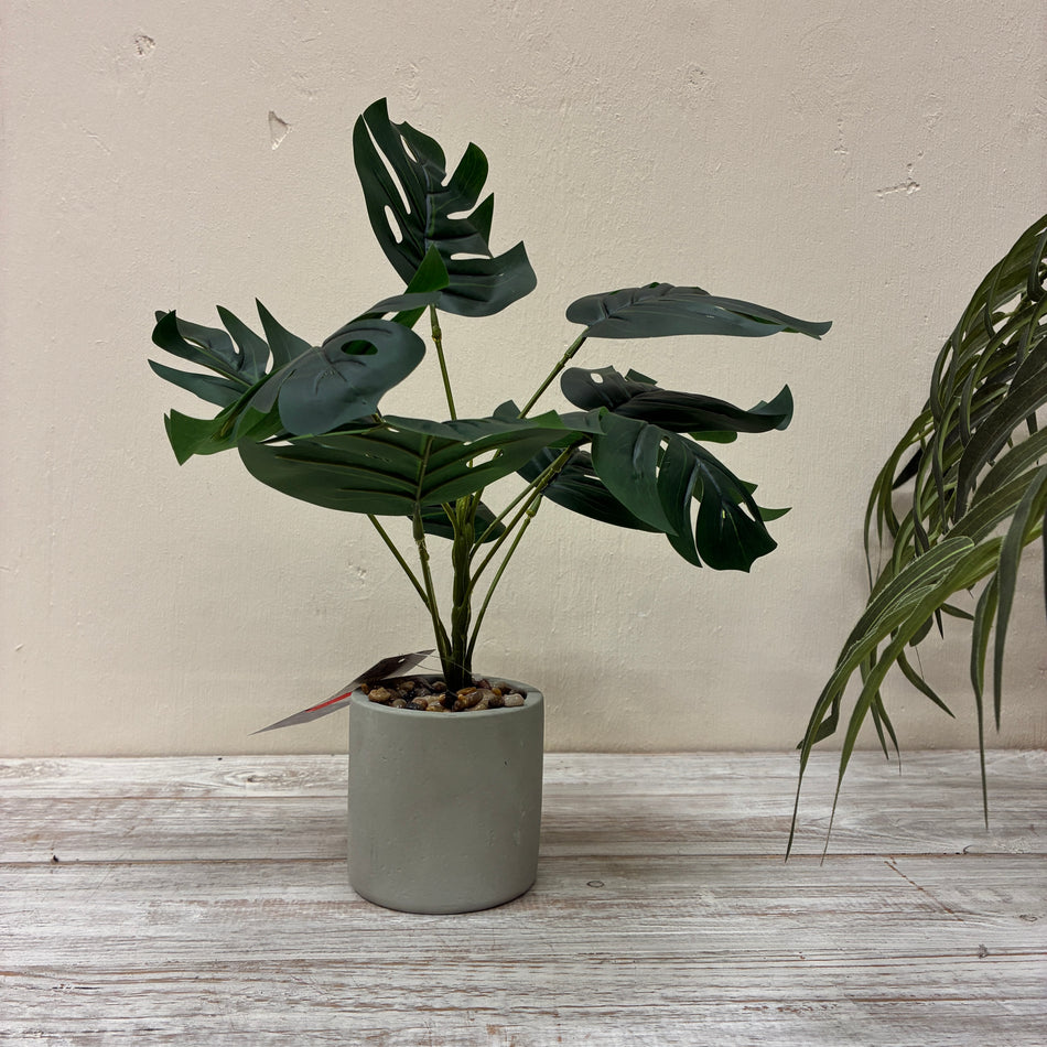Kunstpflanze Grün Deko Pflanze Topf Kunstblume Monstera