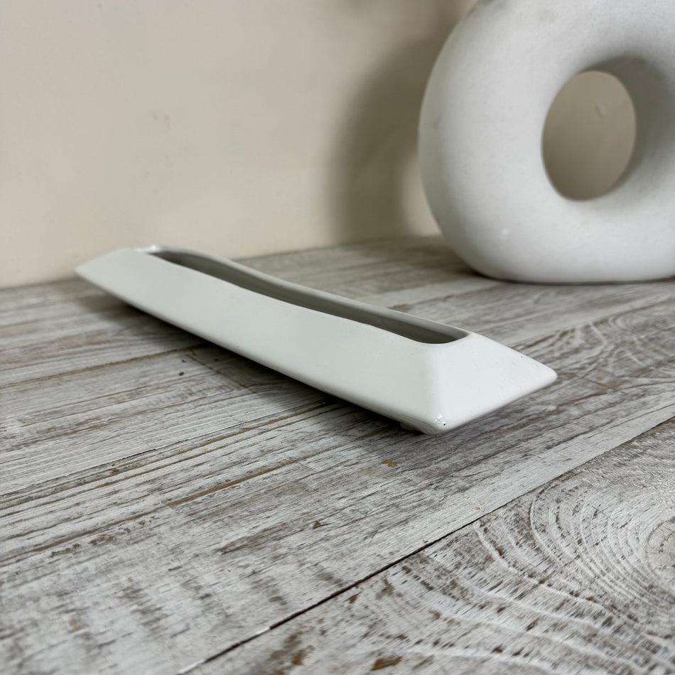 Design-Schiffchen-Vase Tischschale Keramik Weiß Minimalistisch Vase Gebraucht