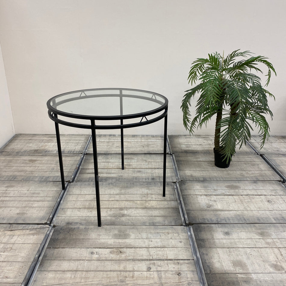 Tisch schwarz Glas Eisen Tisch 100x90 rund Gebraucht