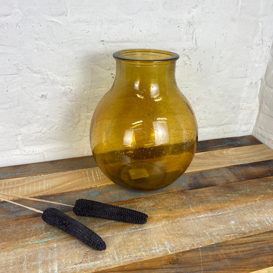 Vase ockergelb transparent Deko 36cm
