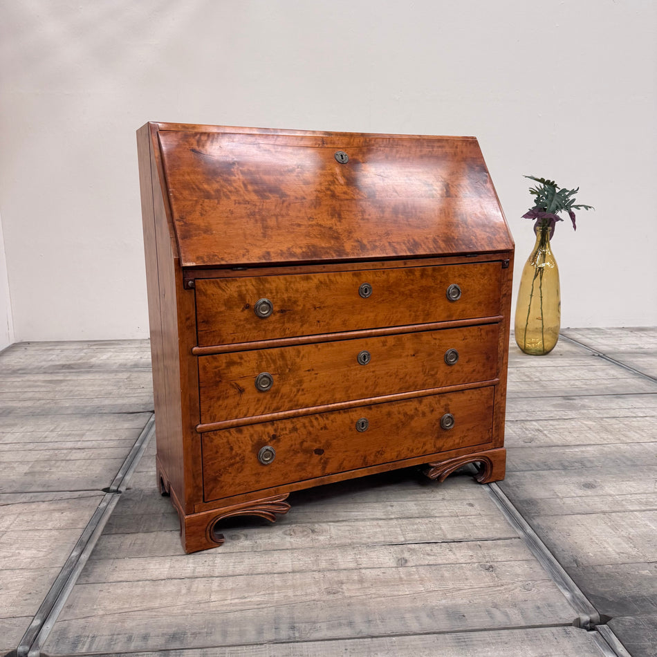 Exklusiver Biedermeier-Sekretär Birkenholz Geflammt Kommode Vintage