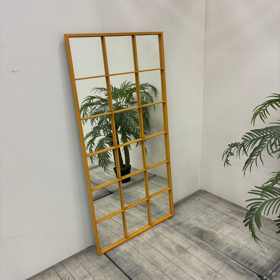 Wandspiegel Gold Metall Sprossenfenster-Optik Deko Spiegel Gebraucht
