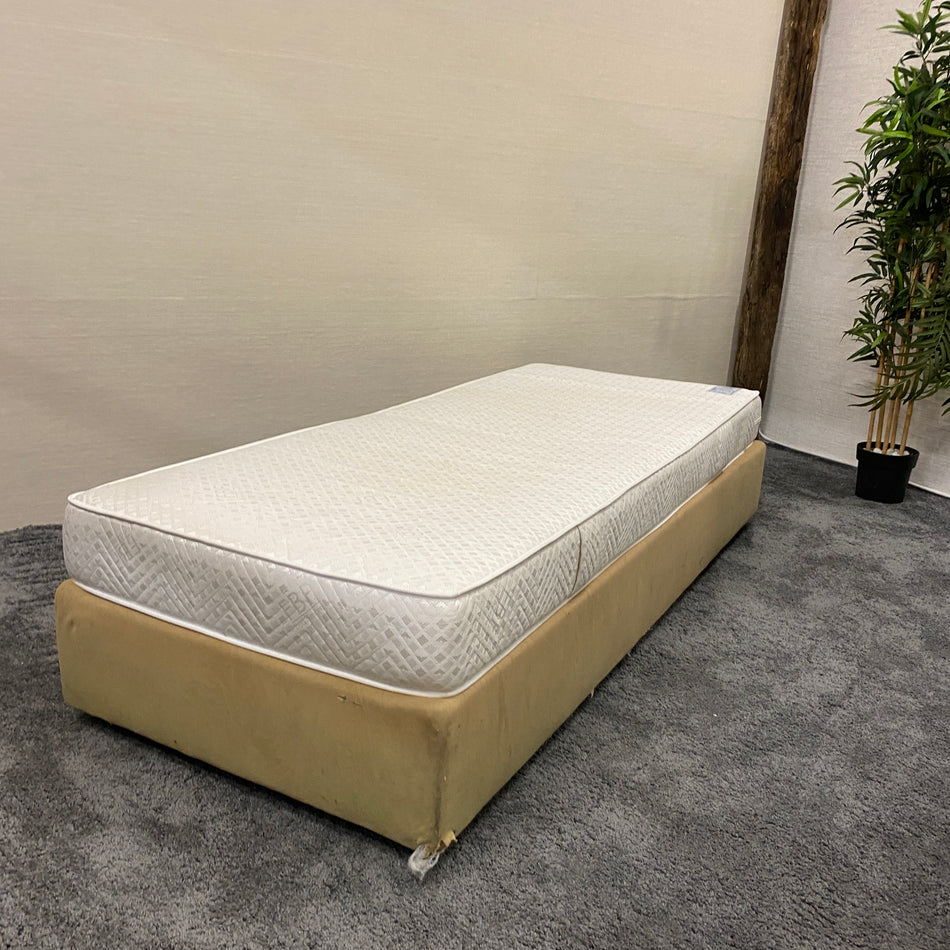 Boxspringbett gebraucht graugelb 80x200 Bett inkl Matratze
