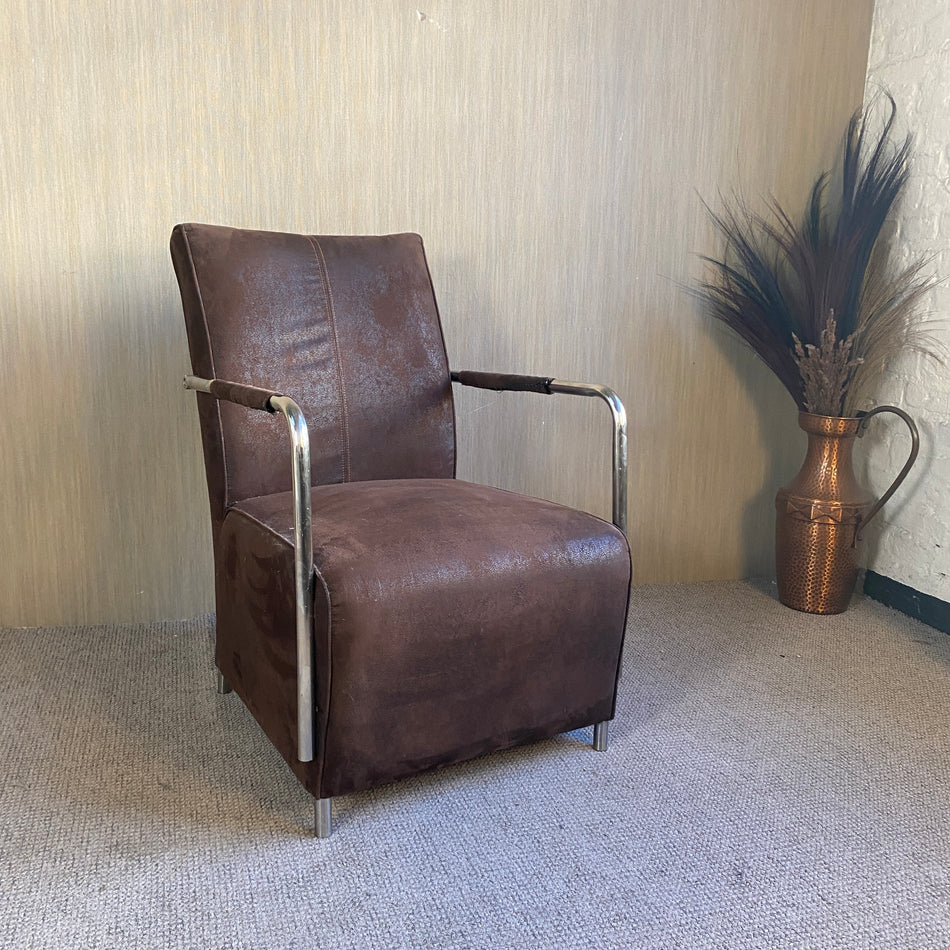 Armlehnsessel antik braun Wildleder Bauhaus Stil Sessel