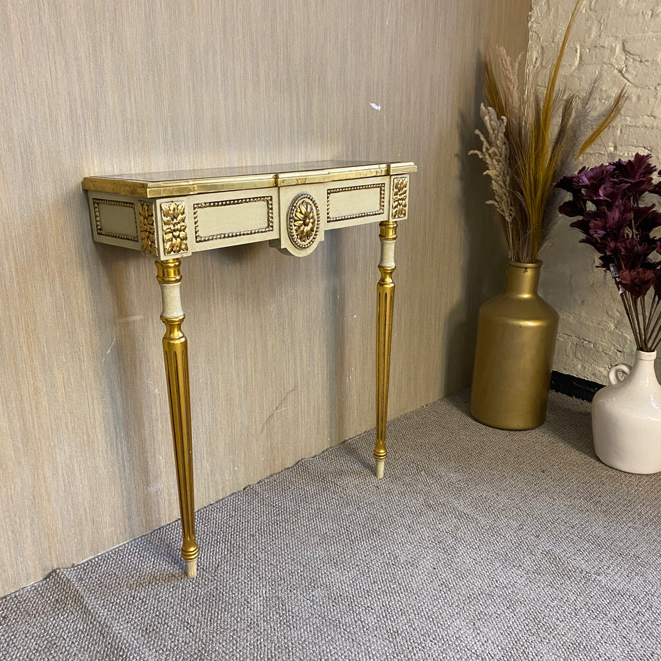 Eleganter klassischer Konsolentisch mit Marmortop – verziert & golden – stilvoller Tisch gebraucht