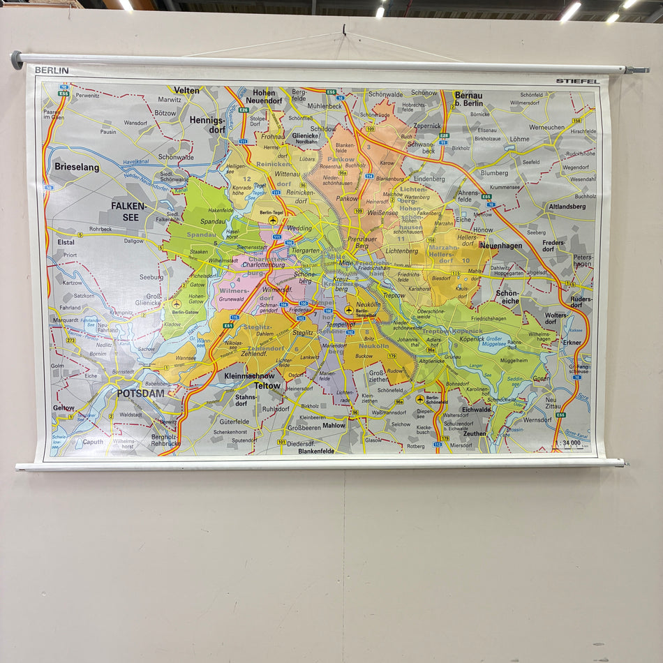 Vintage School Card – Berlin – History Geography Teaching Aid Boot Roll-up Used