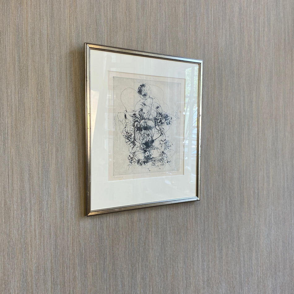 Kunst Ernst Hoffmeister schwarz Holzrahmen silber 42x50