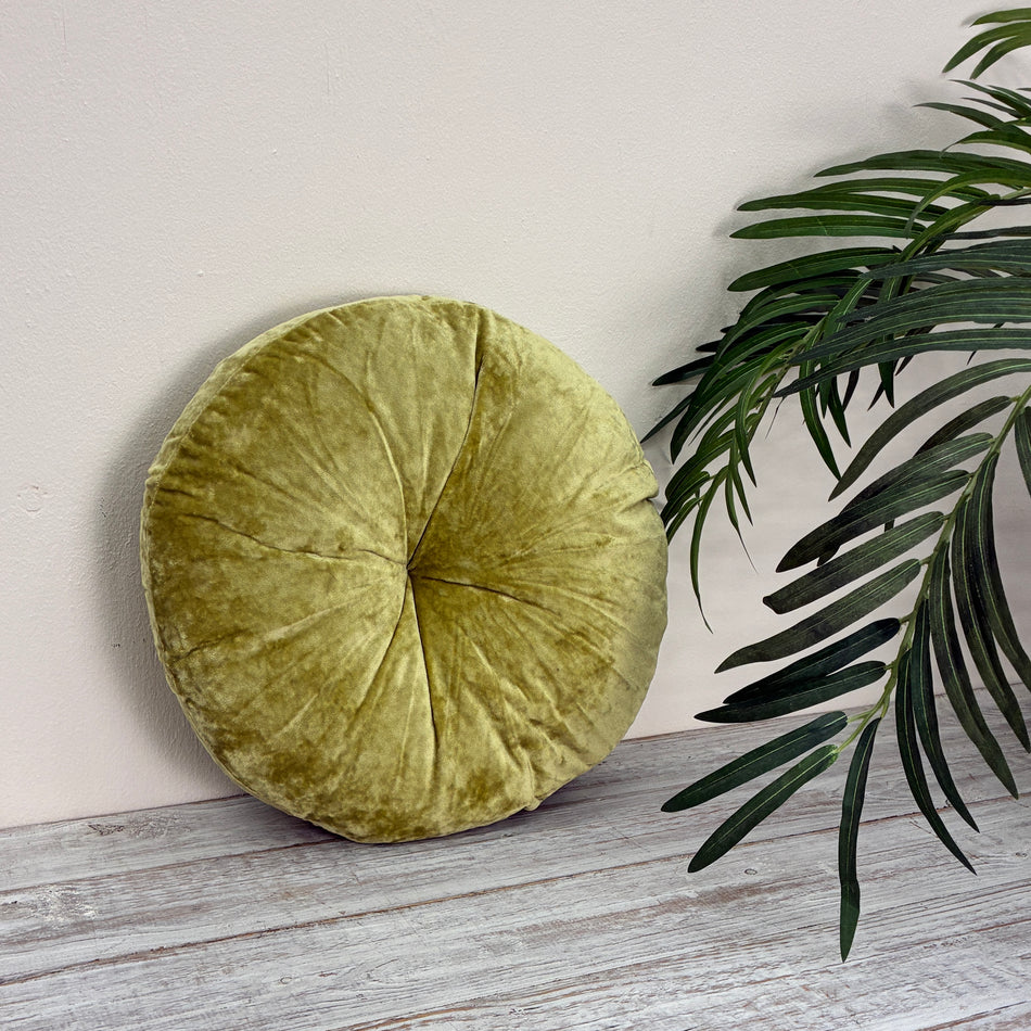 Unique Living Kissen Samt Rund Grün 50x50 Neu Dekokissen