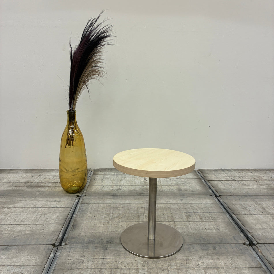 Beistelltisch Loungetisch Rund Holz Buche Edelstahl Tisch 50cm Gebraucht