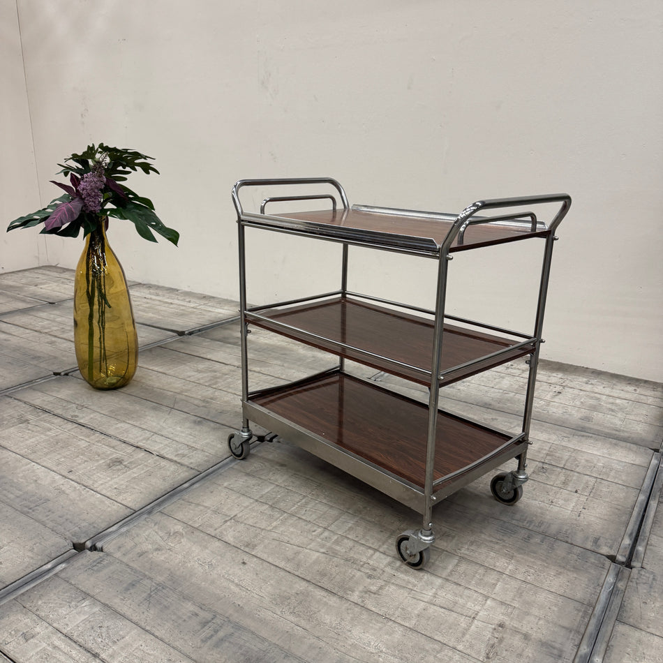Servierwagen Servierboy Küchenwagen Chrom Holzoptik Gastro Gebraucht
