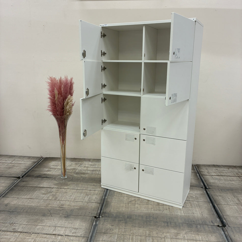 Palmberg Prisma 2 Schließfachschrank 100x190 Lockerschrank Weiß 8 Fächer Schrank Gebraucht