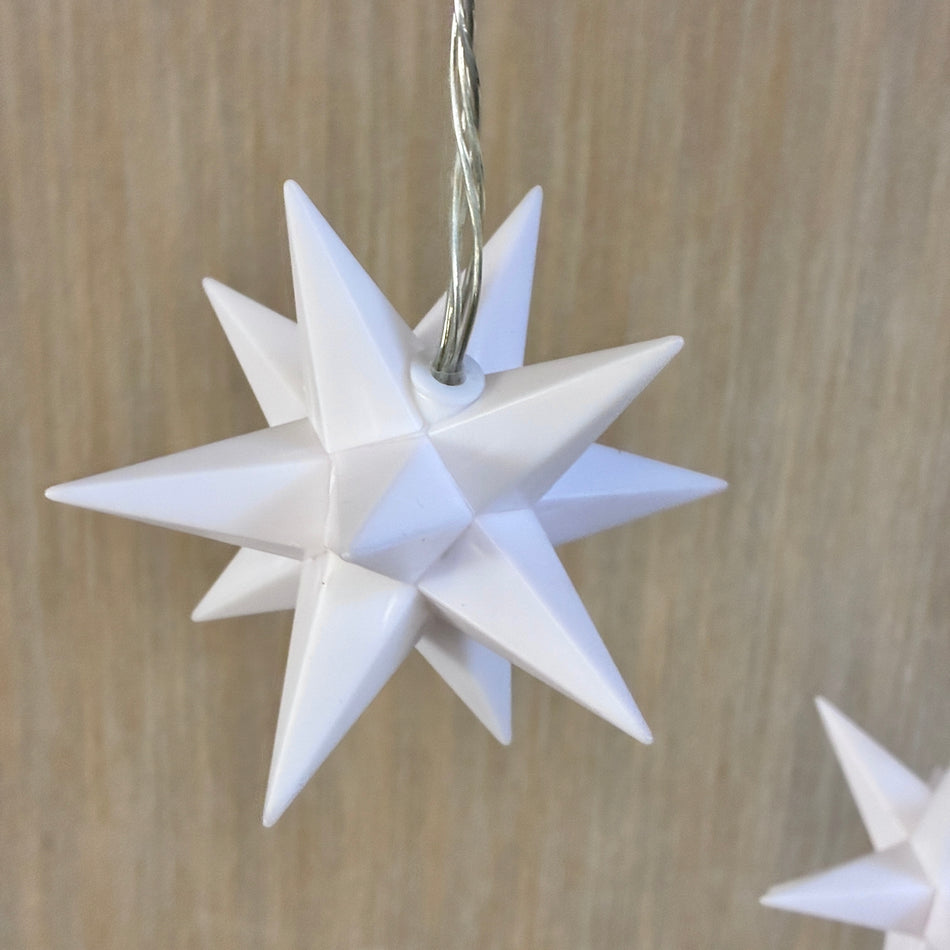 Weihnachtsbeleuchtung 9 LED 3D-Sterne batteriebetrieben weiß Kunststoff 160cm