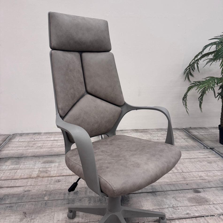 Bürodrehstuhl Grau Leder Büro Stuhl Gebraucht