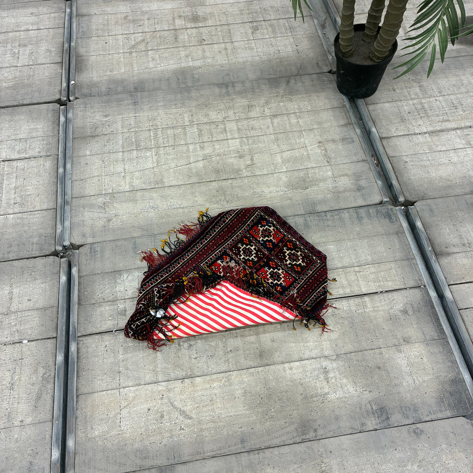Orient Kelim 50x72cm Wandbehang Nomadentasche Satteltasche Quasten Teppich Gebraucht