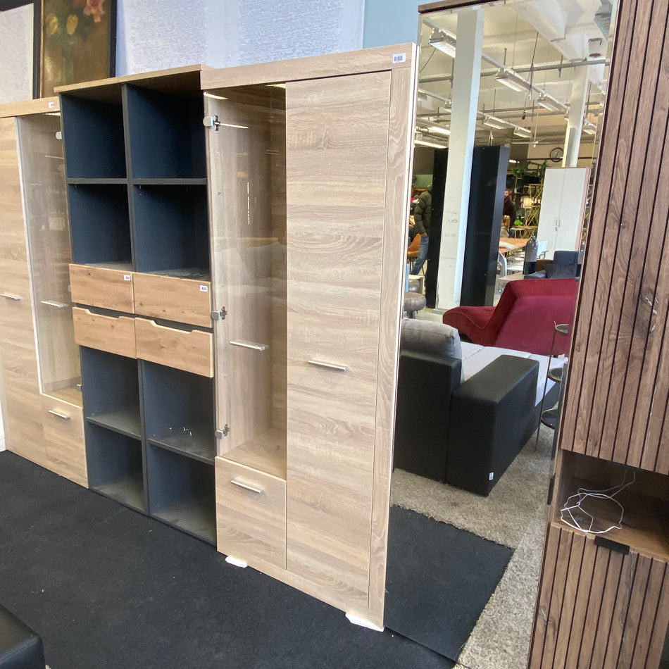 Schrank Vitrine Holz Glas rechts 195cm Wohnzimmer