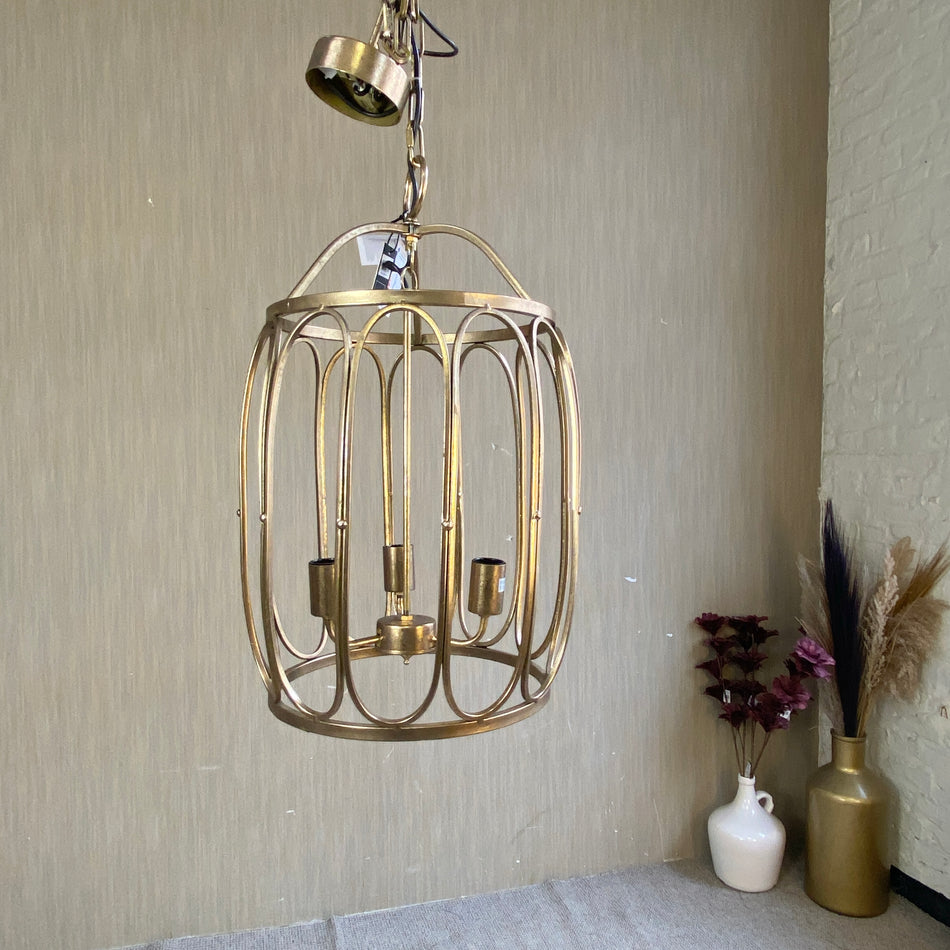 Hängeleuchte Pendelleuchte Golden Käfig 3 flammig Lampe