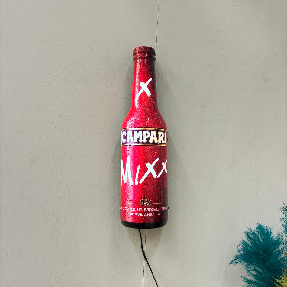 Campari Bottle Lightbox Sign Red White Plastic Metal Illuminated Advertising Sign Used