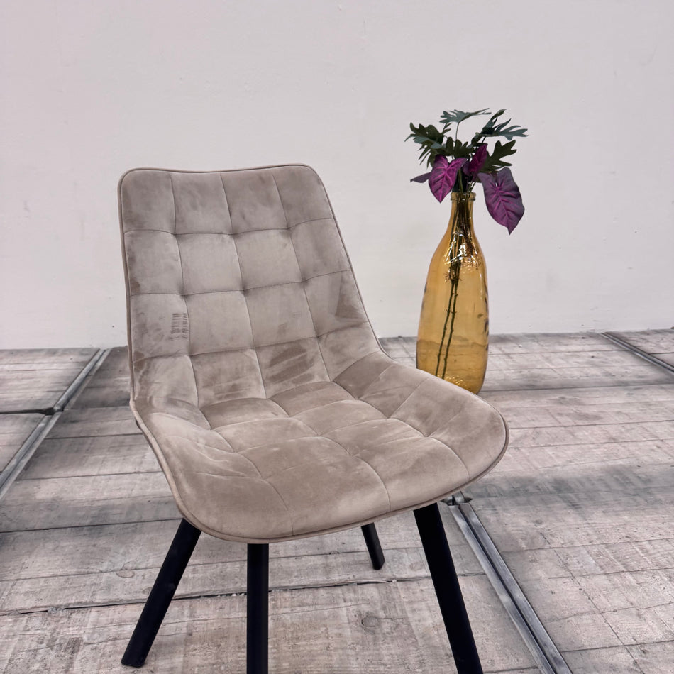 Polsterstuhl Beige Schwarz Samt Velours Stuhl Modern